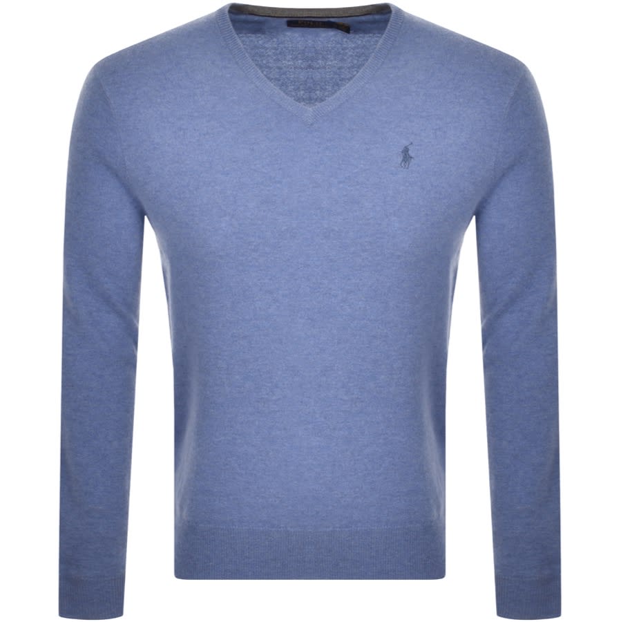Alternative Image for ProductRalph Lauren V Neck Wool Knit Jumper Blue1
